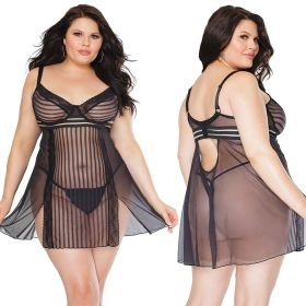 Coquette Babydoll & G String Set (Option: Black 3X/4X Hanging)