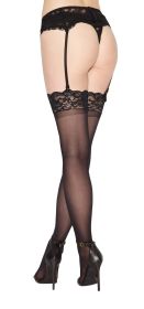 Sheer Lace Thigh High (Option: One Size  Black)