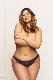 Lace Panty With Heart Cut Out Back (Option: 1x/2x  Black)