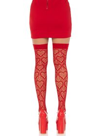 Heart Net Thigh Highs (Option: One Size  Red)