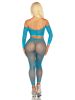 Rhinestone Fishnet Crop Top and Footless Tights O/s