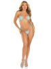 2 Pc Rhinestone Bikini Top and Side Tie Thong Panty