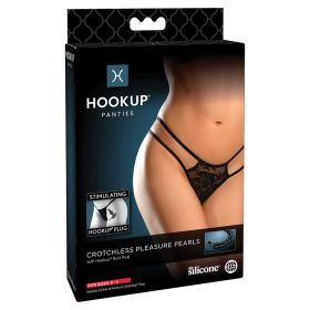 Hookup Panties Crotchless Pleasure Pearls (Option: Black S L)