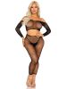 Rhinestone Fishnet Crop Top and Footless Tights O/s