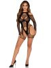 2 Pc Fishnet Garter Harness and Opaque Cut