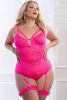 2 Pc Sheer Lace Teddy With Snap Crotch and Garters
