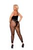 Opaque and Crochet Vertical Striped Footless Bodystocking