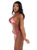 2 Pc Rhinestone Bikini Top and Side Tie Thong Panty