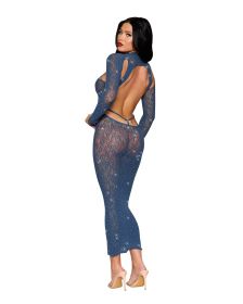 Bodystocking Gown Dmnd (Option: One Size  Navy)
