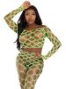 2 Pc Net Crop Top and Footless Tights