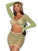 2 Pc Zig Zag Net Crop Top and Mini Dress