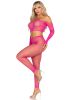 Rhinestone Fishnet Crop Top and Footless Tights O/s