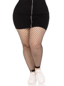 Industrial Net Footless Tights (Option: 1x/2x  Black)