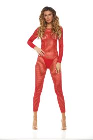 Crotchless Bodystocking (Option: One Size  Red)