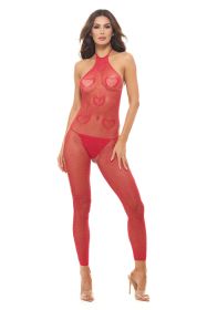 Love Stroke Stones Heart Bodystocking and G (Option: String Red  Os)