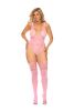 Floral Lace Teddy with Strappy Back Detail and Matching Stockings