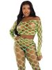 2 Pc Net Crop Top and Footless Tights