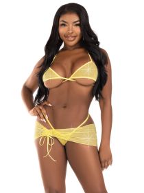 3 Pc Rhinestone Mesh Set (Option: Small/medium  Baby Yellow)