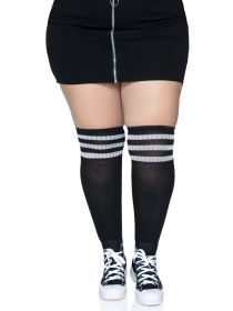 Over the Knee Athletic Socks (Option: 1x/2x  Black/white)