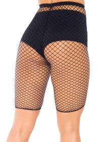 Industrial Fishnet Biker Shorts (Option: One Size  Black)