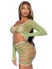 2 Pc Zig Zag Net Crop Top and Mini Dress