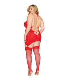 Garter Slip and G (Option: String Dmnd  One Size Queen  Red)