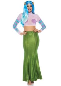 Shimmer Spandex Mermaid Costume Maxi Skirt (Option: MediumLarge  Green)