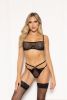 2 Pc Fishnet and Strappy Elastic Bra and Thong Set