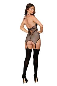 Garter Slip Teddy (Option: One Size  Black)